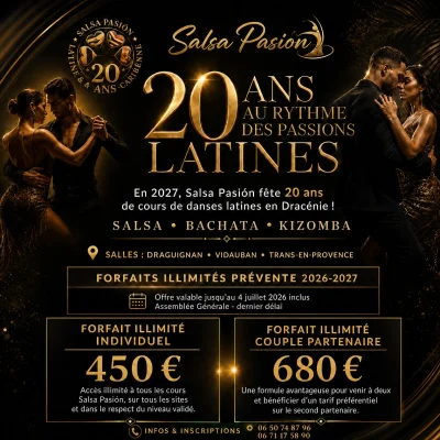 offres Tarifs illimités salsa bachata kizomba draguignan et vidauban